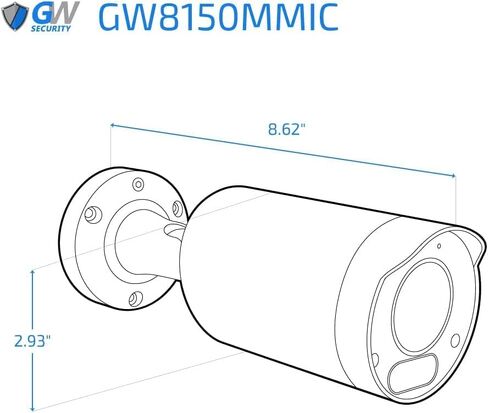 GW Security GW8250MMIC 8MP 4K IP POE 2.7-13.5mm Motorized Lens 5X Optical Zoom Bullet Security Camera, Spotlight, Built-in Microphone in Saudi Arabia