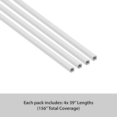 مجرى سلك سلك ذاتي اللصق بطول 13 قدم من هافن فيرست، حل ادارة الكابلات لاخفاء الاسلاك الفردية، قابل للطلاء - 4 × 0.39 (عرض) × 0.3 انش (ارتفاع) × 39 انش طول - ابيض in Kuwait