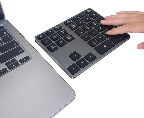 لوحة ارقام بلوتوث من ام سي سايت، لوحة ارقام لاسلكية متعددة الاجهزة، وضع مزدوج من الالومنيوم 3 في 1 (BT1+BT2+USB) لوحة ارقام بلوتوث رفيعة محمولة 10 مفاتيح للابتوب وماك بوك اير/برو واي ماك وسيرفس برو in Kuwait