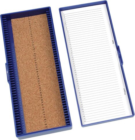 Heathrow Scientific HD15996A Blue Cork Lined 50 Place Microscope Slide Box, 8.3" Length x 3.38" Width x 1.25" Height in Saudi Arabia
