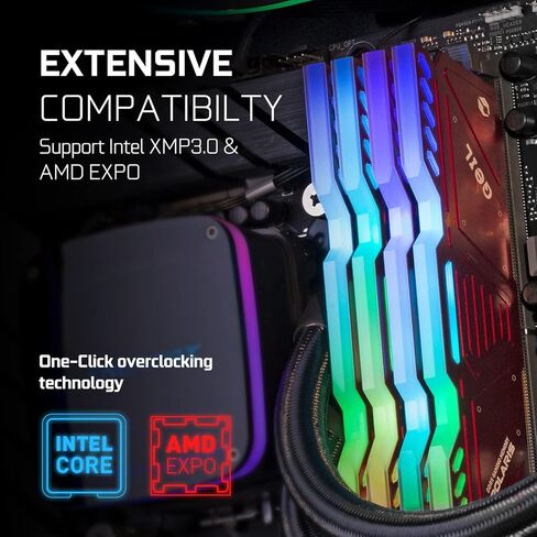 جيل ذاكرة RAM DDR5 RGB من بولاريس، 32GB (16GB×2) 5600MHz 1.1 فولت، متوافقة مع AMD، ذاكرة كمبيوتر مكتبي عالية السرعة DIMM طويلة، انشاء محتوى العاب غامر/وسائط متعددة/بث مباشر عالي الجودة (احمر) in Kuwait