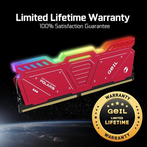 جيل ذاكرة RAM DDR5 RGB من بولاريس، 32GB (16GB×2) 5600MHz 1.1 فولت، متوافقة مع AMD، ذاكرة كمبيوتر مكتبي عالية السرعة DIMM طويلة، انشاء محتوى العاب غامر/وسائط متعددة/بث مباشر عالي الجودة (احمر) in Kuwait