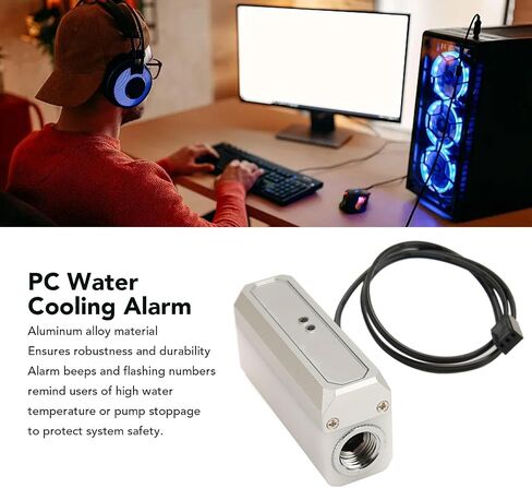 G1/4 PC Water Cooling Flow Meter, Water Cooling System Alarm, Digital OLED Display Flowmeter Thermometer Flow Meter for Desktop PC Water Cooler System (Silver Color) in Saudi Arabia