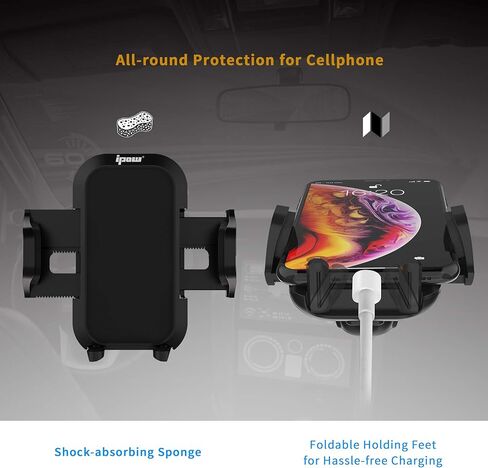 IPOW Car Phone Mount Holder CD Phone Mount Holder for Car Auto-Release Fit Various Slots 6 Rubber Pads Hand Free Phone Holder in Kuwait