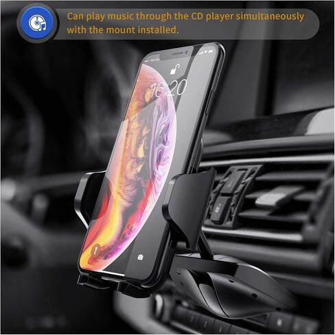 IPOW Car Phone Mount Holder CD Phone Mount Holder for Car Auto-Release Fit Various Slots 6 Rubber Pads Hand Free Phone Holder in Kuwait