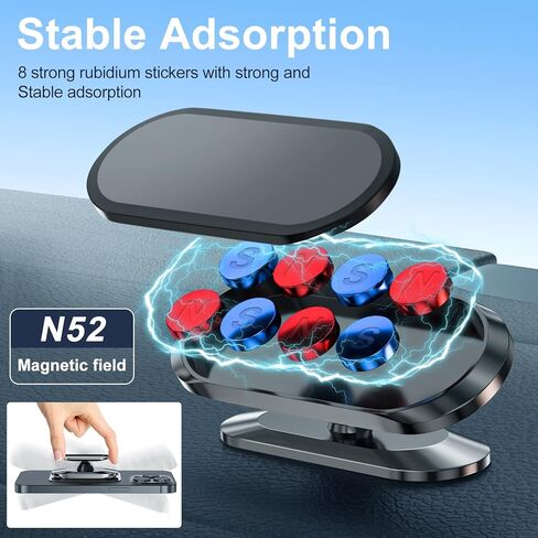 حامل جوال مغناطيسي للسيارة [8 مغناطيسات قوية] حامل جوال للسيارة من خليط معدني من الزنك قابل للدوران 360 درجة، حامل جوال عالمي للوحة العدادات لجميع الجوالات من قطعتين in Kuwait