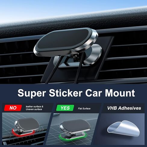 حامل جوال مغناطيسي للسيارة [8 مغناطيسات قوية] حامل جوال للسيارة من خليط معدني من الزنك قابل للدوران 360 درجة، حامل جوال عالمي للوحة العدادات لجميع الجوالات من قطعتين in Kuwait