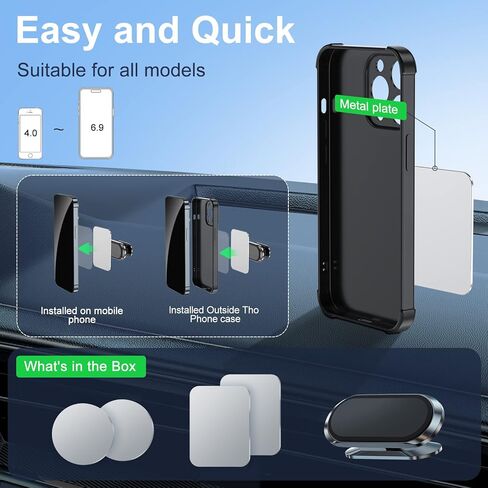 حامل جوال مغناطيسي للسيارة [8 مغناطيسات قوية] حامل جوال للسيارة من خليط معدني من الزنك قابل للدوران 360 درجة، حامل جوال عالمي للوحة العدادات لجميع الجوالات من قطعتين in Kuwait