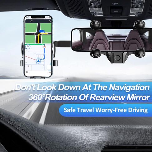 JOCOSA Phone Mount for Car, Small Rear Mirrors Friendly, View Phone Holder, Universal 360° Rotatable and Retractable Adjustable Multifunctional GPS Holder for All Mobile Phones in Kuwait