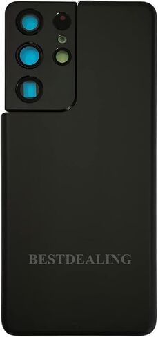 غطاء زجاجي خلفي S21 Ultra Back Glass بديل لهاتف Galaxy S21 Ultra مع إطار كاميرا خلفي لهاتف Samsung S21 Ultra Back Glass 5G 6.8 بوصة G998U G998U1 جزء إصلاح شريط الغطاء الخلفي (أسود فانتوم) in Kuwait
