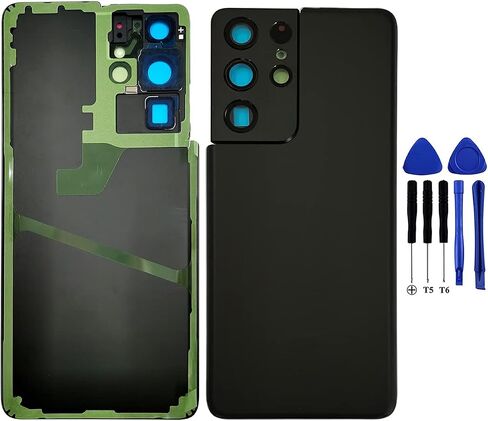 S21 Ultra Back Glass Replacement Galaxy S21 Ultra Rear Glass Cover with Rear Housing Camera Frame for Samsung S21 Ultra Back Glass 5G 6.8" G998U G998U1 Back Cover Tape Repair Part (Phantom Black) in Saudi Arabia