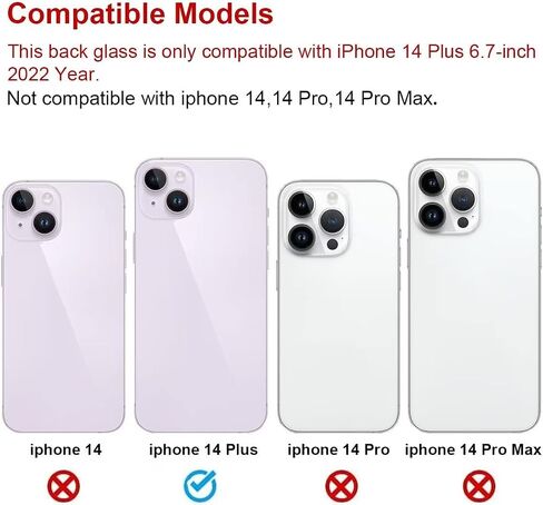 OEM Rear Back Glass Replacement Compatible with iPhone 14 Plus 6.7-inches with Reparing Tool Kit (Midnight Black) in Saudi Arabia