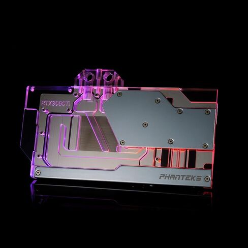 Phanteks (PH-GB3090TiAS_CR01_BP) Glacier G3090Ti ASUS Water Block لـ ASUS ROG Strix/TUF Gaming RTX 3090 Ti، كتلة نحاسية مطلية بالنيكل ، أكريليك ، لوحة غطاء ألومنيوم ، RGB ، كروم in Kuwait