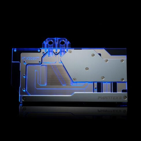 Phanteks (PH-GB3090TiAS_CR01_BP) Glacier G3090Ti ASUS Water Block لـ ASUS ROG Strix/TUF Gaming RTX 3090 Ti، كتلة نحاسية مطلية بالنيكل ، أكريليك ، لوحة غطاء ألومنيوم ، RGB ، كروم in Kuwait