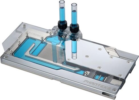 Phanteks (PH-GB3090TiAS_CR01_BP) Glacier G3090Ti ASUS Water Block لـ ASUS ROG Strix/TUF Gaming RTX 3090 Ti، كتلة نحاسية مطلية بالنيكل ، أكريليك ، لوحة غطاء ألومنيوم ، RGB ، كروم in Kuwait