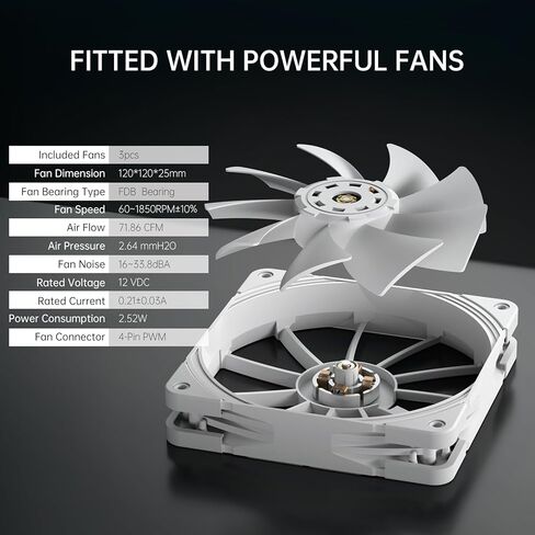 مبرد سائل لوحدة المعالجة المركزية PCCOOLER DE360 مع مضخة ARGB مزدوجة ومراوح تبريد قوية، مبرد سائل لنظام تبريد المياه AIO 360 مم TDP 310 وات لوحدة المعالجة المركزية Intel LGA115X/1200/1700/20XX، AMD AM3/AM4/AM5، أبيض in Kuwait