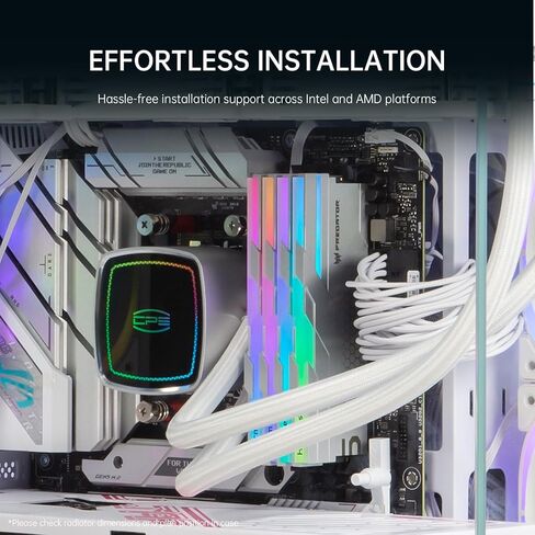 مبرد سائل لوحدة المعالجة المركزية PCCOOLER DE360 مع مضخة ARGB مزدوجة ومراوح تبريد قوية، مبرد سائل لنظام تبريد المياه AIO 360 مم TDP 310 وات لوحدة المعالجة المركزية Intel LGA115X/1200/1700/20XX، AMD AM3/AM4/AM5، أبيض in Kuwait