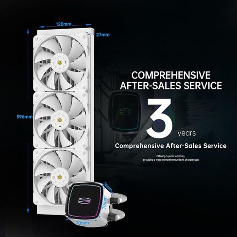 مبرد سائل لوحدة المعالجة المركزية PCCOOLER DE360 مع مضخة ARGB مزدوجة ومراوح تبريد قوية، مبرد سائل لنظام تبريد المياه AIO 360 مم TDP 310 وات لوحدة المعالجة المركزية Intel LGA115X/1200/1700/20XX، AMD AM3/AM4/AM5، أبيض in Kuwait