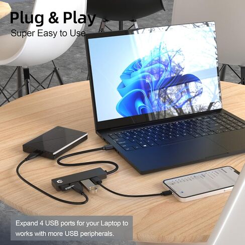 USB 3.0 Hub، TOTU 4-Port USB Hub، محول USB خفيف للغاية، نقل بيانات 5 جيجابت في الثانية لأجهزة الكمبيوتر المحمول، Xbox، محرك فلاش، وحدة التحكم، HDD، الطابعة، الكاميرا، لوحة المفاتيح، الماوس، وما إلى ذلك. in Saudi Arabia