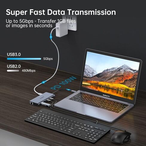 Docking Station Dual Monitor 12 in 1 USB C Hub Multiport Adapter Triple Display 4 USB Ports 2 HDMI VGA Gigabit Ethernet 100W PD TF/SD Audio for MacBook/Dell/HP/Lenovo Lap with Thunderbolt 3/4 in Kuwait