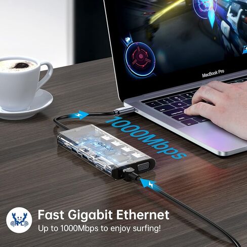 Docking Station Dual Monitor 12 in 1 USB C Hub Multiport Adapter Triple Display 4 USB Ports 2 HDMI VGA Gigabit Ethernet 100W PD TF/SD Audio for MacBook/Dell/HP/Lenovo Lap with Thunderbolt 3/4 in Kuwait