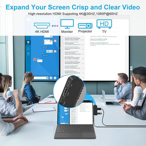 قاعدة شحن سيرفس برو 9، قاعدة شحن سيرفس برو 8 مع منفذ HDMI 4K، USB-C-ثاندربولت 4، USB 3.0 + 2.0، قارئ بطاقات تي اف، موزع ملحقات سيرفس برو 8/9 الى 3 شاشات in Kuwait