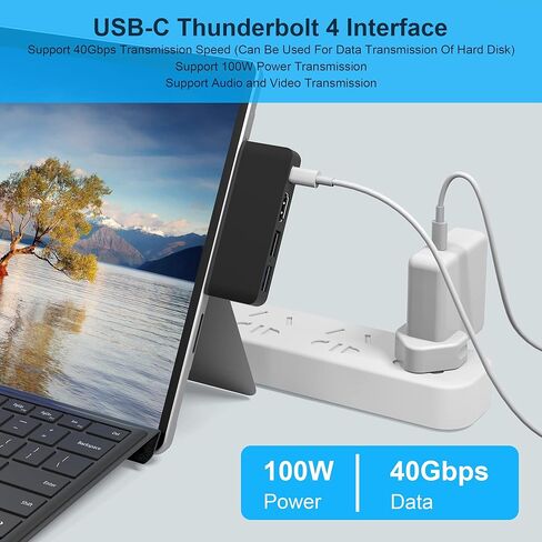 قاعدة شحن سيرفس برو 9، قاعدة شحن سيرفس برو 8 مع منفذ HDMI 4K، USB-C-ثاندربولت 4، USB 3.0 + 2.0، قارئ بطاقات تي اف، موزع ملحقات سيرفس برو 8/9 الى 3 شاشات in Kuwait