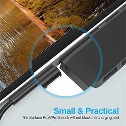 قاعدة شحن سيرفس برو 9، قاعدة شحن سيرفس برو 8 مع منفذ HDMI 4K، USB-C-ثاندربولت 4، USB 3.0 + 2.0، قارئ بطاقات تي اف، موزع ملحقات سيرفس برو 8/9 الى 3 شاشات in Kuwait