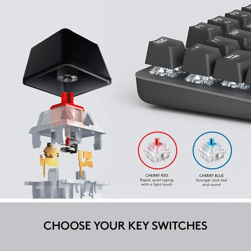 لوحة مفاتيح ميكانيكية مضيئة من Logitech K845ch، مفاتيح Cherry MX، أرجل إمالة قوية قابلة للتعديل، حجم صغير، حافظة علوية من الألومنيوم، 104 مفاتيح، سلك USB، Windows (مفاتيح حمراء كرزية) (متجددة) in Kuwait
