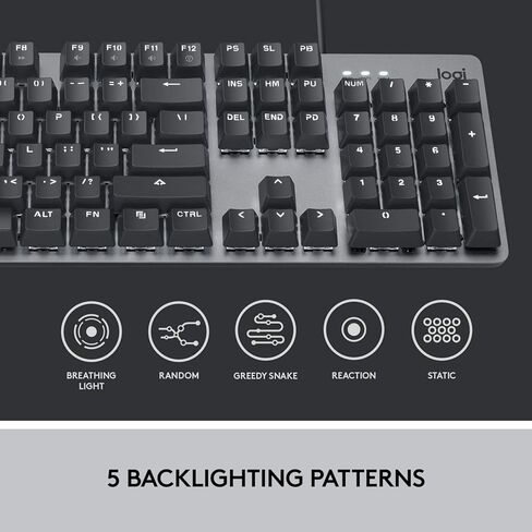 لوحة مفاتيح ميكانيكية مضيئة من Logitech K845ch، مفاتيح Cherry MX، أرجل إمالة قوية قابلة للتعديل، حجم صغير، حافظة علوية من الألومنيوم، 104 مفاتيح، سلك USB، Windows (مفاتيح حمراء كرزية) (متجددة) in Kuwait