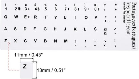 PATIKIL Portuguese Keyboard Layout Stickers, 4 Pack Universal Keyboard Replacement Cover for Notebook Desktop Computer, Black Background White Lettering in Saudi Arabia
