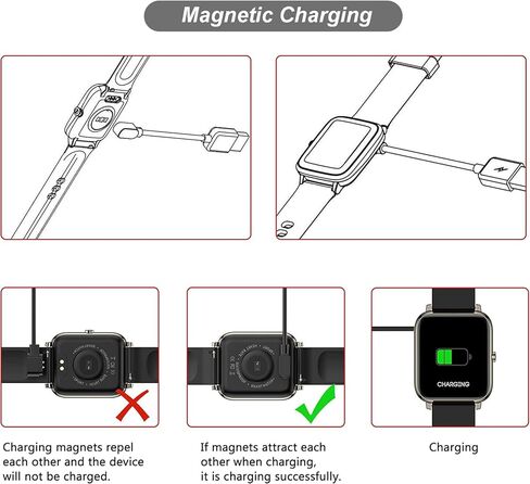 Emilydeals 2-Pack Charger for Donerton P22 / Popglory/CanMixs/kalinco 1.4 - P22 Smart Watch Magnetic USB Charging Cable [3.9ft/120cm] (2) in Kuwait