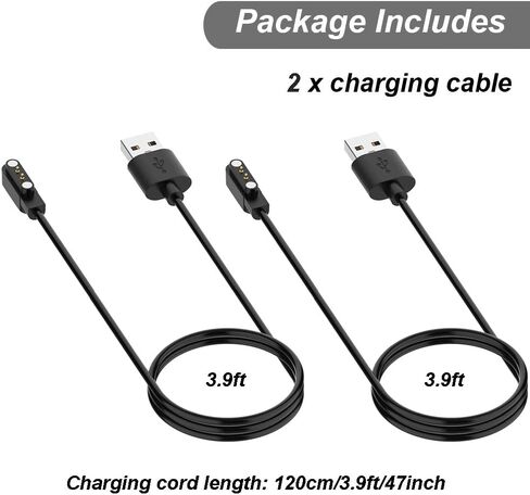 Emilydeals 2-Pack Charger for Donerton P22 / Popglory/CanMixs/kalinco 1.4 - P22 Smart Watch Magnetic USB Charging Cable [3.9ft/120cm] (2) in Kuwait