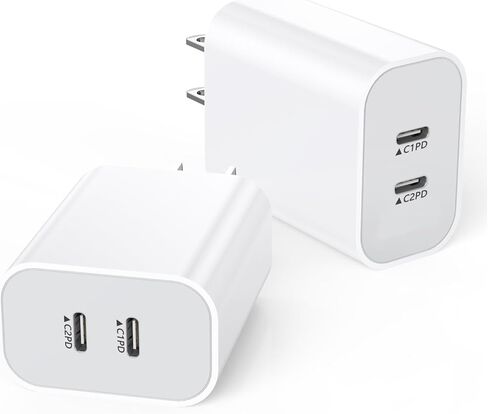 2 حزمة شاحن iPhone 15، [معتمد من MFi] كتلة شاحن USB C سريع بمنفذين، محول طاقة PD مزدوج المنفذ متوافق مع iPhone 15/15 Pro/15 Pro Max/15 Plus/14/13/12/11/Xs ماكس/XR/X، آيباد والمزيد in Kuwait