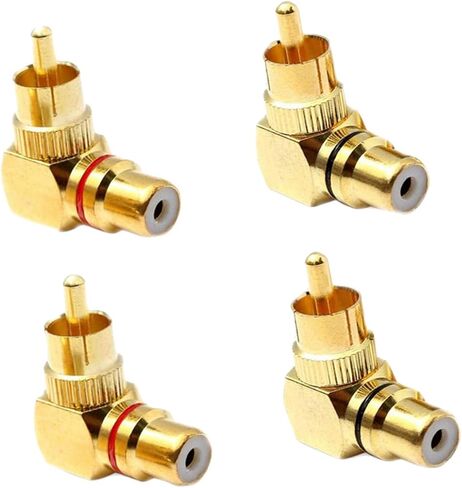 6 قطعة RCA ذكر إلى أنثى محول القابس M/F مطلية بالذهب موصل للصوت التلفزيون 90 درجة RCA محول in Kuwait