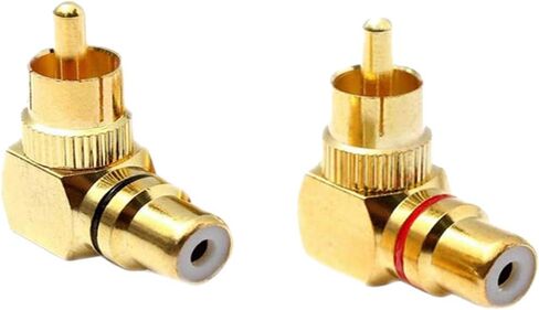 6 قطعة RCA ذكر إلى أنثى محول القابس M/F مطلية بالذهب موصل للصوت التلفزيون 90 درجة RCA محول in Kuwait