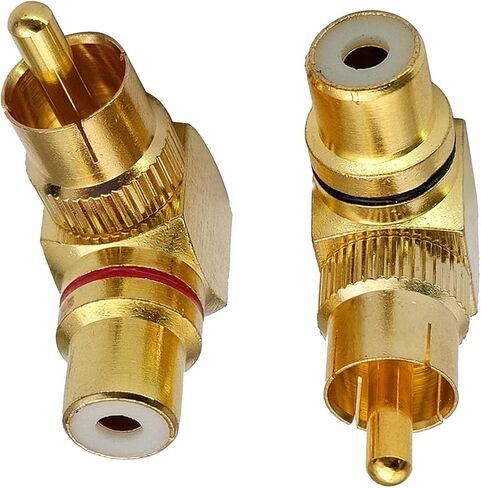 6 قطعة RCA ذكر إلى أنثى محول القابس M/F مطلية بالذهب موصل للصوت التلفزيون 90 درجة RCA محول in Kuwait