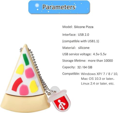 محرك فلاش USB سعة 64 جيجابايت على شكل بيتزا، محرك أقراص BorlterClamp مبتكر USB محرك أقراص إبهام لتخزين البيانات الخارجية in Saudi Arabia