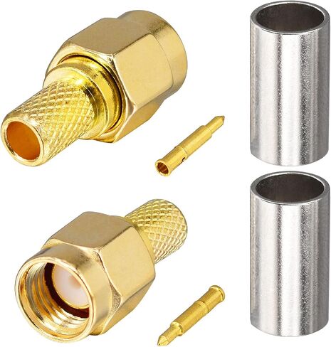 BOOBRIE 10-Pack SMA Crimp Connector SMA Male Crimp Solder Attachment Straight Adapter 50 Ohm Gold Plated for RG58 RG142 LMR195 Coaxial Cable in Saudi Arabia