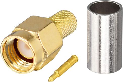 BOOBRIE 10-Pack SMA Crimp Connector SMA Male Crimp Solder Attachment Straight Adapter 50 Ohm Gold Plated for RG58 RG142 LMR195 Coaxial Cable in Saudi Arabia