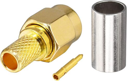 BOOBRIE 10-Pack SMA Crimp Connector SMA Male Crimp Solder Attachment Straight Adapter 50 Ohm Gold Plated for RG58 RG142 LMR195 Coaxial Cable in Saudi Arabia