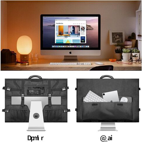 حقيبة حمل شاشة Boczif، حقيبة سفر واقية لجهاز كمبيوتر سطح المكتب iMac مقاس 27 بوصة وشاشات LCD، حقيبة تخزين سطح المكتب لغطاء غبار شاشة iMac مع مقبض حمل وجيوب in Kuwait