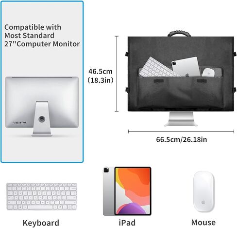 حقيبة حمل شاشة Boczif، حقيبة سفر واقية لجهاز كمبيوتر سطح المكتب iMac مقاس 27 بوصة وشاشات LCD، حقيبة تخزين سطح المكتب لغطاء غبار شاشة iMac مع مقبض حمل وجيوب in Kuwait