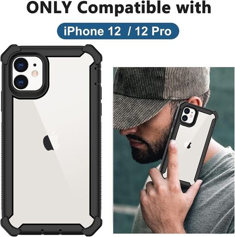 حافظة Aimoll-88 لهاتف iPhone 12، حافظة iPhone 12 Pro، مع واقي شاشة مدمج عالي التحمل للحماية من السقوط، غطاء هاتف واقٍ مقاوم للصدمات والغبار لهاتف Apple iPhone 12/12 Pro (أسود/برتقالي) in Kuwait