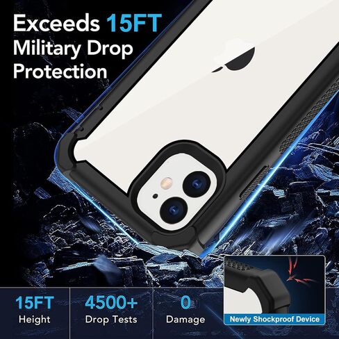 حافظة Aimoll-88 لهاتف iPhone 12، حافظة iPhone 12 Pro، مع واقي شاشة مدمج عالي التحمل للحماية من السقوط، غطاء هاتف واقٍ مقاوم للصدمات والغبار لهاتف Apple iPhone 12/12 Pro (أسود/برتقالي) in Kuwait