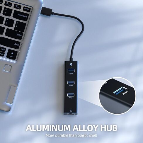Ethernet Adapter, Tymyp 4 Port USB to Ethernet Adapter, 3 Ports USB 3.0 Ethernet Hub with RJ45 1Gbps Gigabit Ethernet Setup, USB Network Adapter with USB C Attachment for Laptop in Saudi Arabia