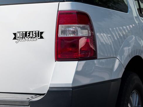 التعبيرات اللزجة | ملصق Not Fast Just Loud - المكمل المثالي لملصقات صوت السيارة وعشاق الملصقات! 7 بوصة × 2.5 بوصة - مادة متينة - للسيارات وأجهزة الكمبيوتر المحمولة والأكواب والمزيد in Kuwait