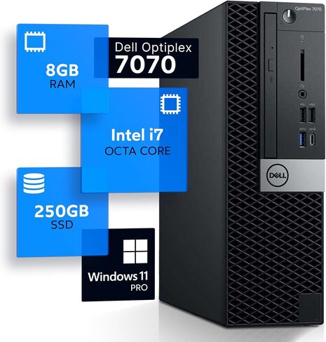 Dell Optiplex 7070 Desktop Computer | Hexa Core Intel i7 (3.4) | 32GB DDR4 RAM | 1TB SSD Solid State | Windows 11 Professional | Home or Office PC, Black (Renewed) in Kuwait
