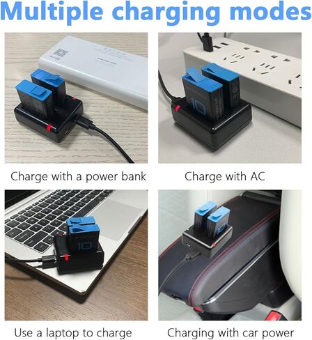 شاحن بطارية Hero 9 10 11 شاحن بطارية مزدوج للسيارة متوافق مع Gopro Hero 11/10/9 USB شاحن سريع وقابس شاحن أمريكي in Kuwait