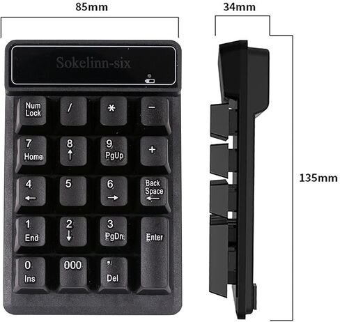 Sokelinn-six Numeric Keyboard,2.4G Wireless 19 Keyboard Number Pad Silent Keypad USB Receiver for Laptop Notebook Windows System in Kuwait